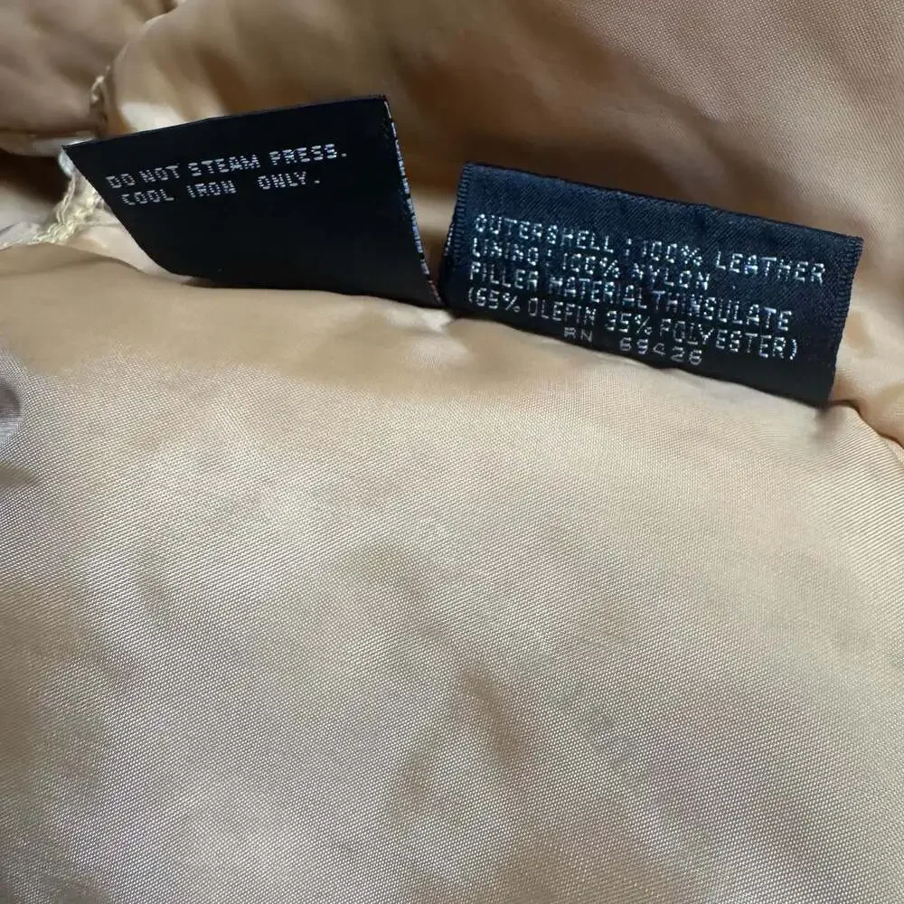 Adventure Bound by Wilsons Vintage Tan Leather Thinsulate Bomber Jacket Size L - Picture 7 of 12